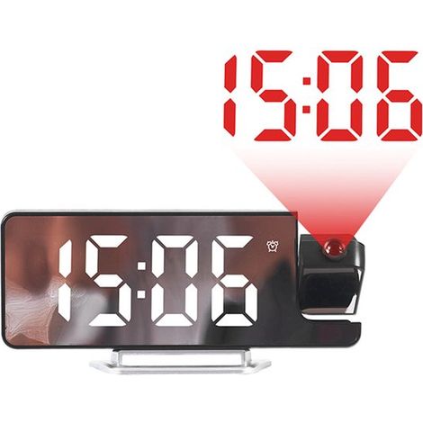 Réveil miroir LED - Réveil numérique - Idéal pour la maison, le bureau et le salon - 19,3 × 8,5 × 4 cm - ABS - Noir (1/5)