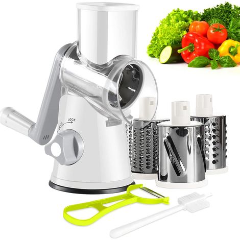 Râpe Légumes Manuelle - 3 Lames Inox - Coupe Et - Avec Ventouse Et Poussoir - Pour Cuisine Quotidienne (1/5)