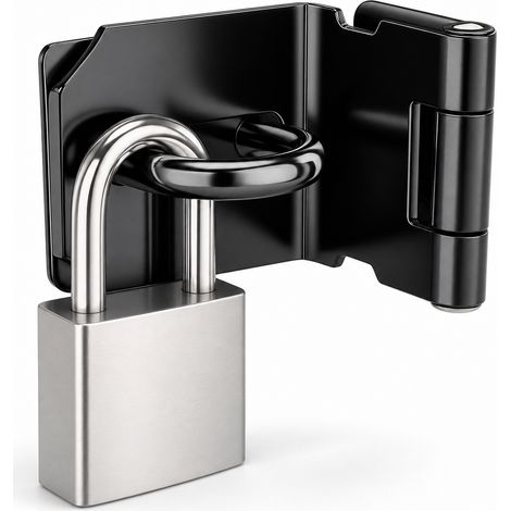 Verrou de Porte Inox 304 avec Cadenas Noir 8,4 cm (1/5)