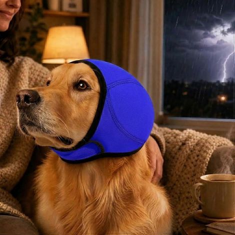 Cache-oreilles antibruit chiens protection auditive apaisante orage feux d'artifice bain réglable étanche grand modèle bleu (1/5)