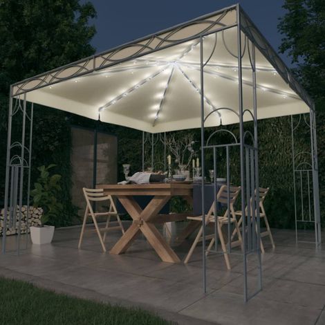 Tonnelle avec guirlande lumineuse à LED 300x300 cm Crème (1/5)