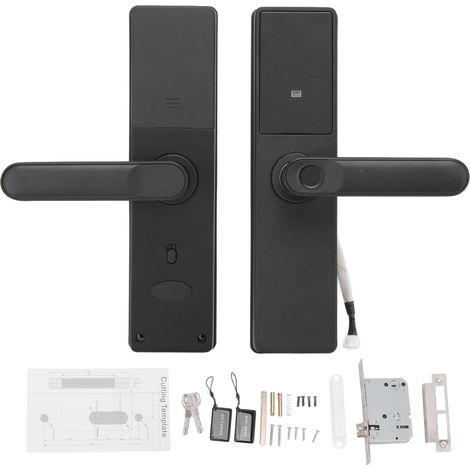 Serrure Connectée WiFi 6V Alliage de Zinc Noire Tuya Empreinte Code Carte Clé Silencieuse Installation Facile pour Maison Bureau (1/4)