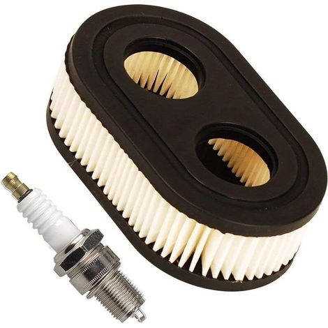 (1 juego de filtros de aire con bujía compatible con el motor de cortacésped Briggs & Stratton 798452 593260 compatible con Oregon 30-168 Rotary 14364)