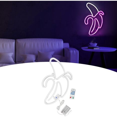 Kreative, mehrfarbige LED-Neonleuchte in Bananenform, 18-Tasten-Fernbedienung, 8 Modi, Timer, ideal für Partys, Zuhause, Restaurants, Schlafzimmer, Wände und Kinderzimmer. USB- oder Batteriebetrieb, w (1/5)