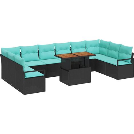Maison Exclusive - Set da Pranzo per Giardino 11 pcs Nero e Verde acqua