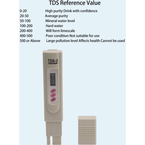 Tragbarer digitaler Wasserqualitätstester, TDS-Messgerät, 3 Tasten, Grau, für Aquarium, Schwimmbad – (1/4)