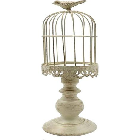 Chic bougeoir en cage à oiseaux, vintage blanc élégant pour les mariages 38 cm