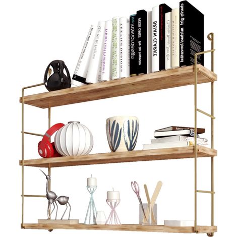 Mensola da parete, mensola portaoggetti Shelf Gold Marrone (1/5)