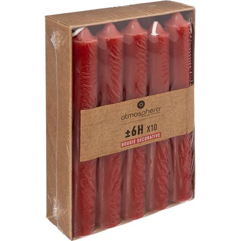 Confezione da 10 candele a bastoncino rosse da 45 g - Atmosphera créateur d'intérieur