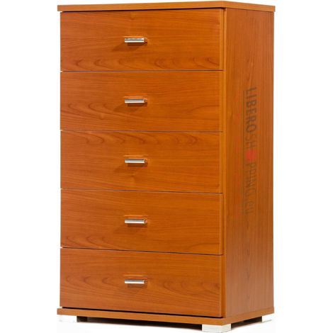 Cassettiera 5 cassetti in legno 53x91h cm Ciliegio