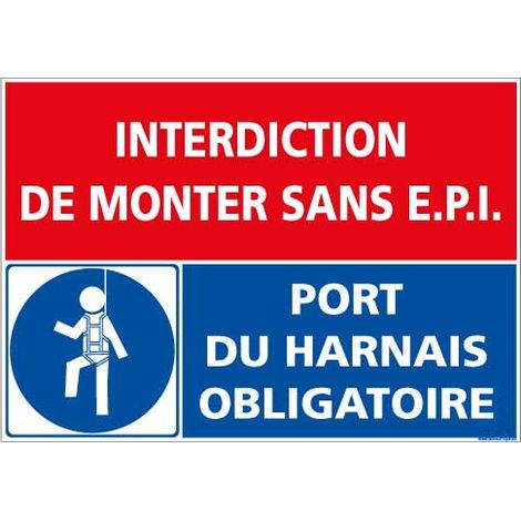 Panneau de signalisation Interdiction de monter sans E.P.I (D0996) - Adhésif - 210 x 300 mm