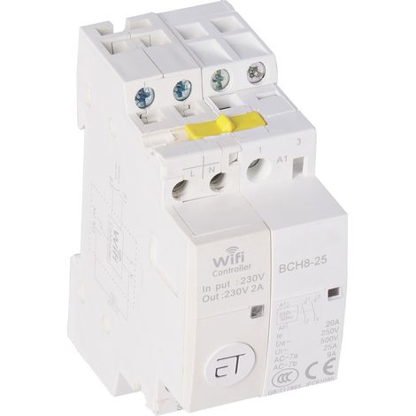 Contacteur de commande WiFi 2NO, contacteur basse tension domestique à télécommande pour maison connectée AC230V20A (1/5)