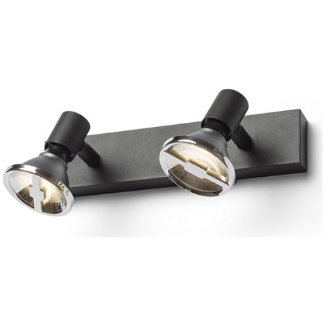 Faretto TRICA II da parete nero  230V GU10 2x25W