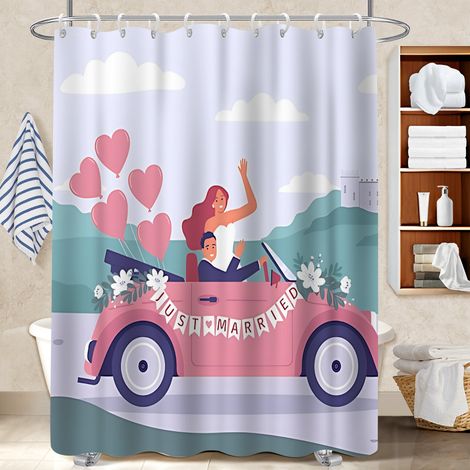 Rideau de douche 180x180 bordure lestée housse de baignoire pour salle de bain avec douche à l’italienne (1/5)