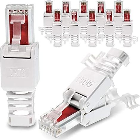 12 pièces fiches réseau sans outil RJ45 CAT6 LAN UTP câble prise sans outils CAT5 CAT7 câble d'installation câble de raccordement (1/5)