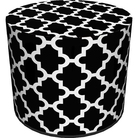 Pouf decorativo Bertoni, stampa Marocco - pouf rotondo per soggiorno, ingresso, cilindro 40 cm, elegante, cerniera, lavabile (1/5)
