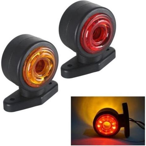 Lntyq 2x 16 LED Seitenmarkierungsleuchten 12/24V Anhänger-Seitenleuchte Doppelseitige Warnleuchte Gelb Weiß für LKW Wohnmobil Wohnwagen (1/5)