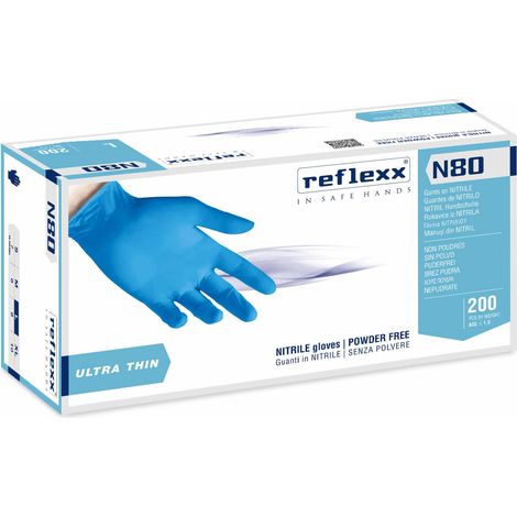 Reflexx N80B Nitrilhandschuhe ohne Puder, 100 % latexfrei, 3,2 gr, Kat.3, 100 Stück, XL