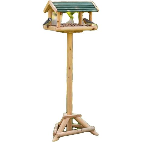 Mangeoire à oiseaux, bois de sapin massif, assemblage facile, vert armée (1/2)