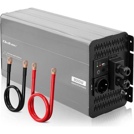 Convertidor de voltaje de onda sinusoidal pura Qoltec  12V a 230V  4000/8000W  USB  Compatible con LiFePO4 GEL AGM
