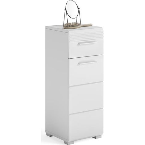 Linus Badschrank 1 Tür, 1 Schublade Hochglanz weiß,weiß.