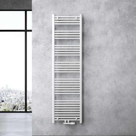 doporro Calefacción de baño diseño recto 180x50cm radiador tubular blanco conexión central horizontal