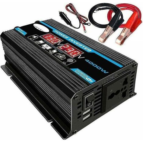 Convertisseur 12V 220V pur sinus 300W – Écran LED – 2 prises EU et 1 port USB – Protection contre surcharges et courts-circuits-Crezuo (1/5)