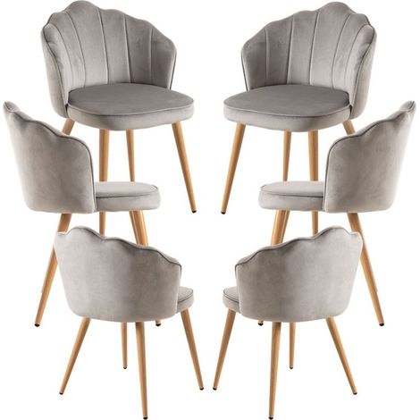 Packs Sillas Comedor - Pack 6 Sillas Blume Terciopelo - Gris claro (1/5)