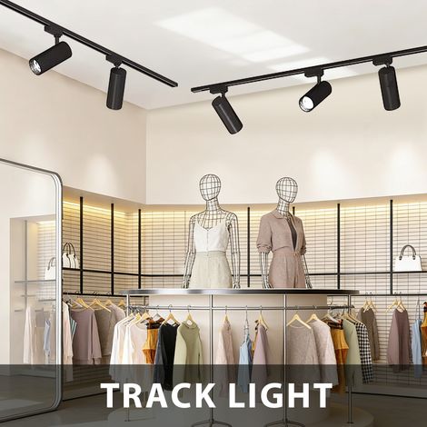 Profi-Beleuchtung 6er Schienensystem 30W Kaltweiß Schwarz – LED Track Light Set für Shop & Ausstellung