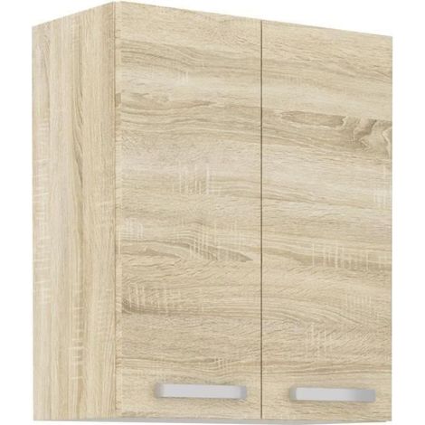 Hochschrank 2 Türen - Sonoma-Eichen-Dekor - B 60 cm x T 31,6 x H 72 cm - LASSEN