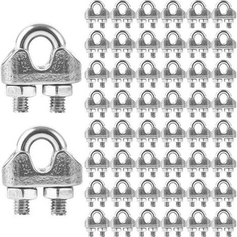 Serre Cable Inox, Serre Cable Acier, Serre-Câbles Etrier U pour Câble Métallique, Fil, Corde, 40PCS-M3-3mm