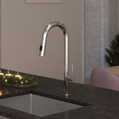 Kronenbach AQA Design 2.0 Küchenarmatur mit hohem schwenkbarem Auslauf, herausziehbare Handbrause mit 2 Strahlarten (1/5)