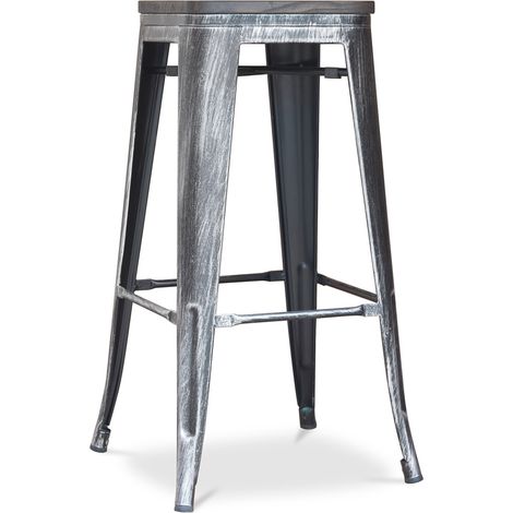 Taburete de Bar - Diseño Industrial - Madera y Acero - 76 cm - New Edition- Stylix