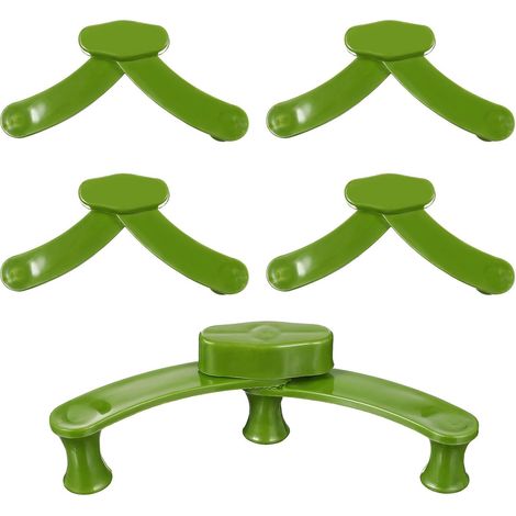 Juego de 5 pinzas de plástico verde para ramas de plantas, de tamaño pequeño y alta dureza, para dar forma a plantas en macetas en jardines exteriores. (1/5)