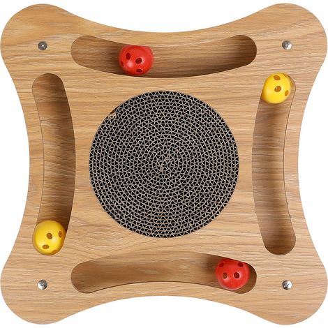 Aire de Jeux pour Chat – Jouet Interactif pour Chat – Griffoir en Carton Ondulé pour Chat – Balles à Chasser pour Chat – Aire de Jeux Originale