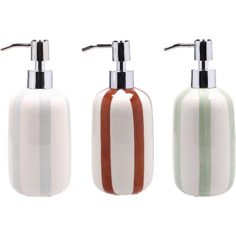 1 Pezzo Dispenser Sapone Portasapone in Ceramica Rigato 3 Colori (1/2)