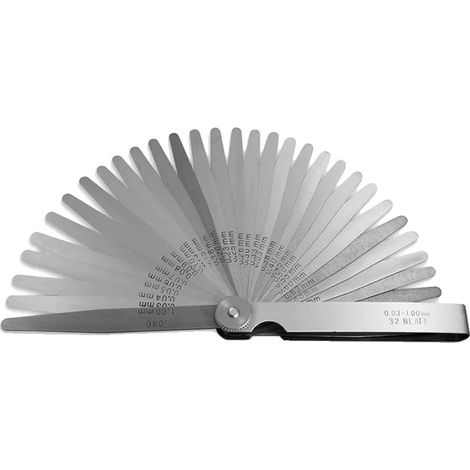 Calibro per lamiere, struttura in metallo, campo di misura preciso, 32 pezzi 0,03-1,0 mm (1/2)