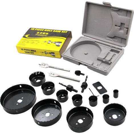 Eosnow 18pcs Lochsäge Kit Bit Set Carbon Stahl -Elektrowerkzeugzubehör mit Kasten für Holzmetallplastik