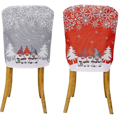 Housses de chaises de Noël, lot de 2 housses de siège de Noël, housses de dossier de chaise Père Noël, décorations de Noël, housses de chaises de salle à manger, housses de chaises de Noël pour Noël (1/5)