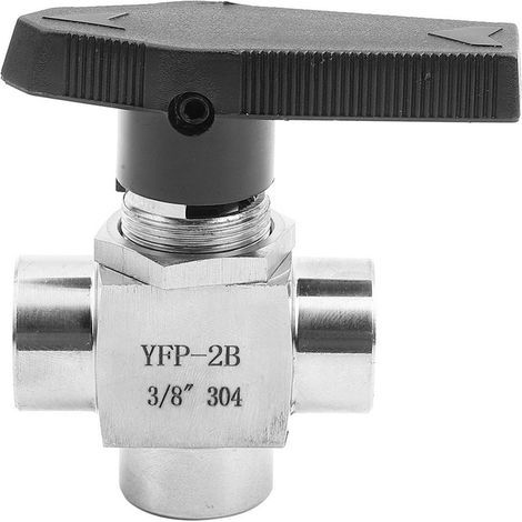 Vanne à Bille 3 Voies Filetage Femelle BSPP Acier Inox pour Contrôle Flux Eau BSPP 3/8 Pouce (1/5)