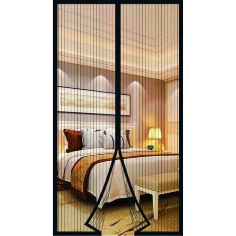 Pair Magnetisches Moskitonetz für Türen und Fenster, Fliegengitter für Türen, Insektenschutzvorhänge, Moskitonetz für Schiebetüren, kein Bohren erforderlich (90 x 210 cm, Schwarz)