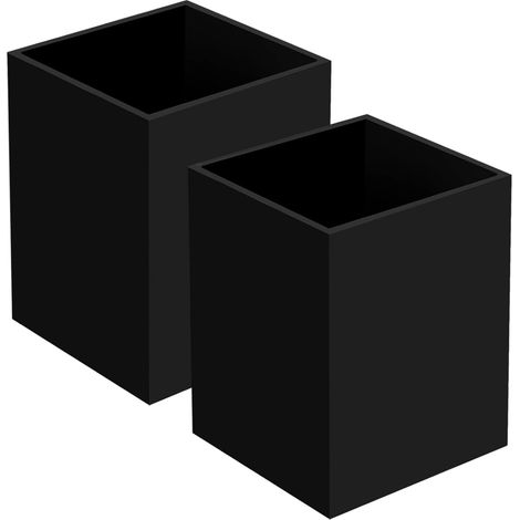 BEBUSINGOTO Paquete de 2 portalápices acrílicos, portabrochas de maquillaje negro, organizador de vasos y escritorio. (1/4)