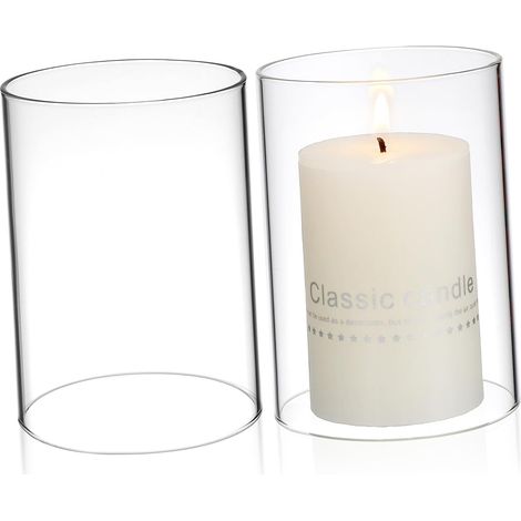 Jour et Ambiance Chaleureuse 2 Pièces pour Bougies en Verre Transparent Tube Simple et Élégant, Facile à Utiliser, pour Décoration de Maison (1/5)
