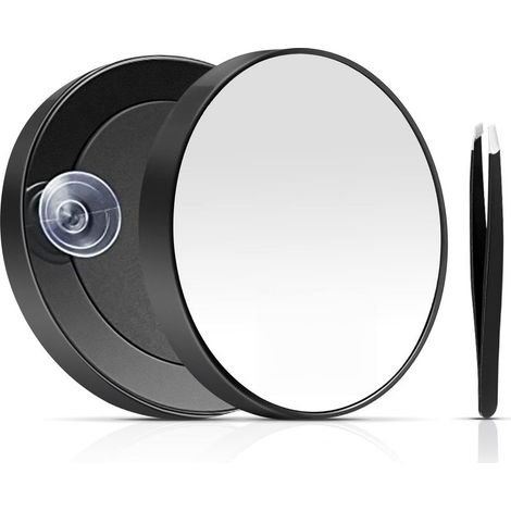 Mirror of makeup - Mirror grossissant - Mini mirror of makeup - Mirror portable - Magnification x20 - Cup powerful - Pliers to epiler stainless steel - Suitable for the setting in shape (1/5)