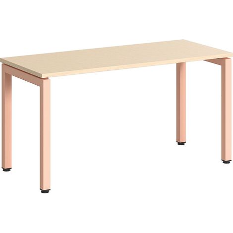 bureau avec plateau Chêne clair et base Quartz rose (1/5)