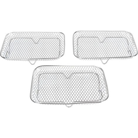Ensemble de 3 grilles pour friteuse à air, 3 grilles empilables, paniers en maille d'acier inoxydable, accessoires pour friteuse à air (1/5)