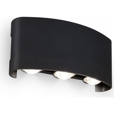 Applique murale extérieure avec éclairage blanc neutre, IP44 protection contre les éclaboussures, éclairage haut bas, lampe murale extérieur, luminaire façade jardin, 15,5x4,5x7,5 cm, Noir (1/5)