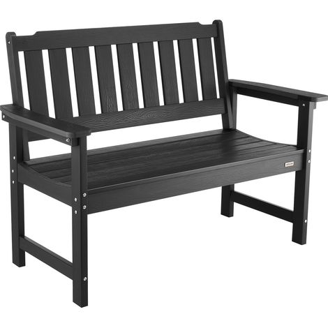 VEVOR Panca da Giardino, Panca da Esterno in Plastica Lunghezza 128 cm Capacita di Carico da 363 kg, Sedia per Esterno con Schienale Braccioli per Cortile, Parco, Giardino, Nero