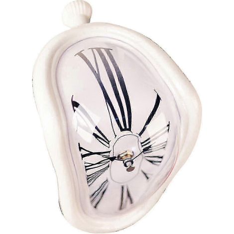 Horloge fondante style Salvador Dali - Décoration idéale pour table ou bureau, cadeau original (blanc) (1/5)