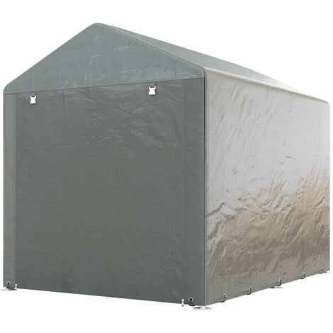 Gartenhaus, Geräteschuppen und Fahrradgarage mit UV-beständiger Abdeckung, 1,6 x 2 m, hellgrau